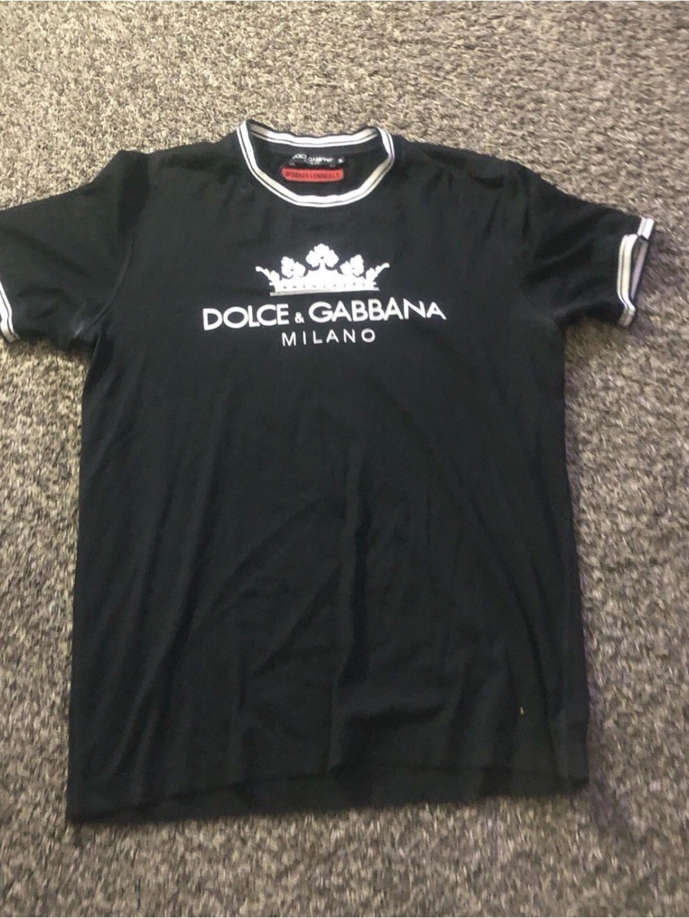 Dolce & Gabbana Black Tipped Logo Crewneck Tee